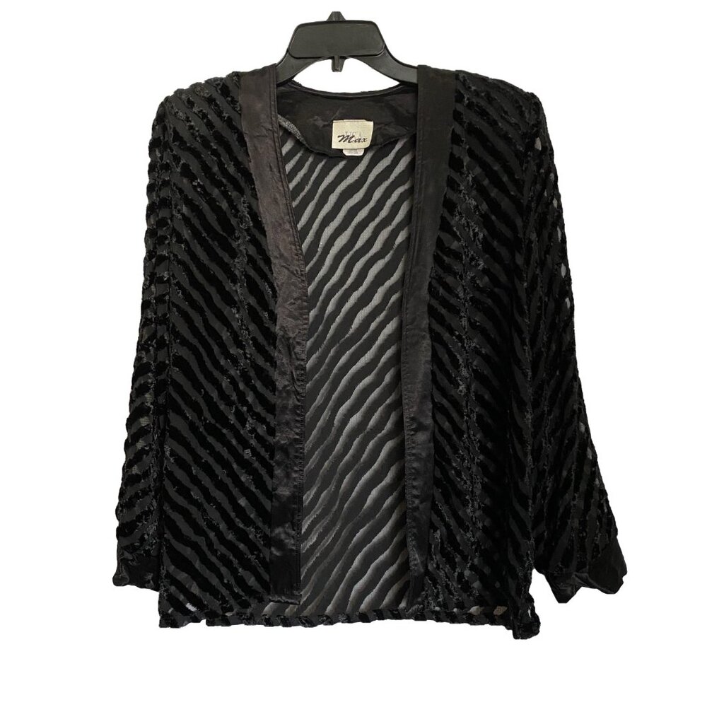 VIA MAX Velvet Burnout Jacket w/ Satin Trim – 1990s – Fits Like L - Picture 3 of 14